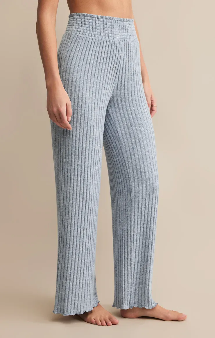 Z Supply Dawn Smocked Rib Pant Light Denim