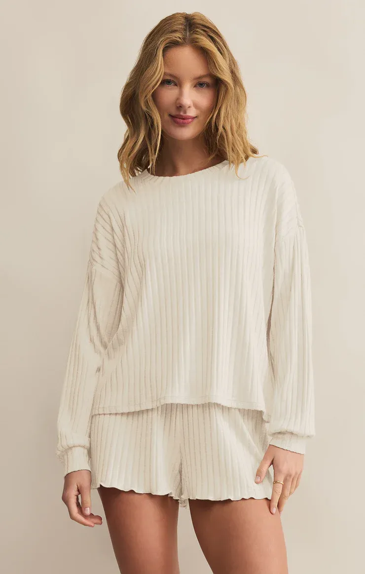 Z Supply Daydream Rib LS Top Bone