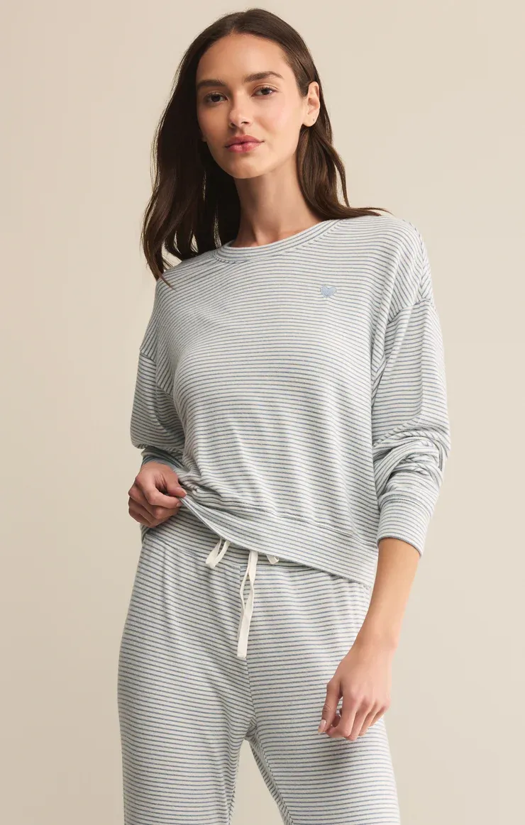 Z Supply Bisou Stripe LS Light Denim