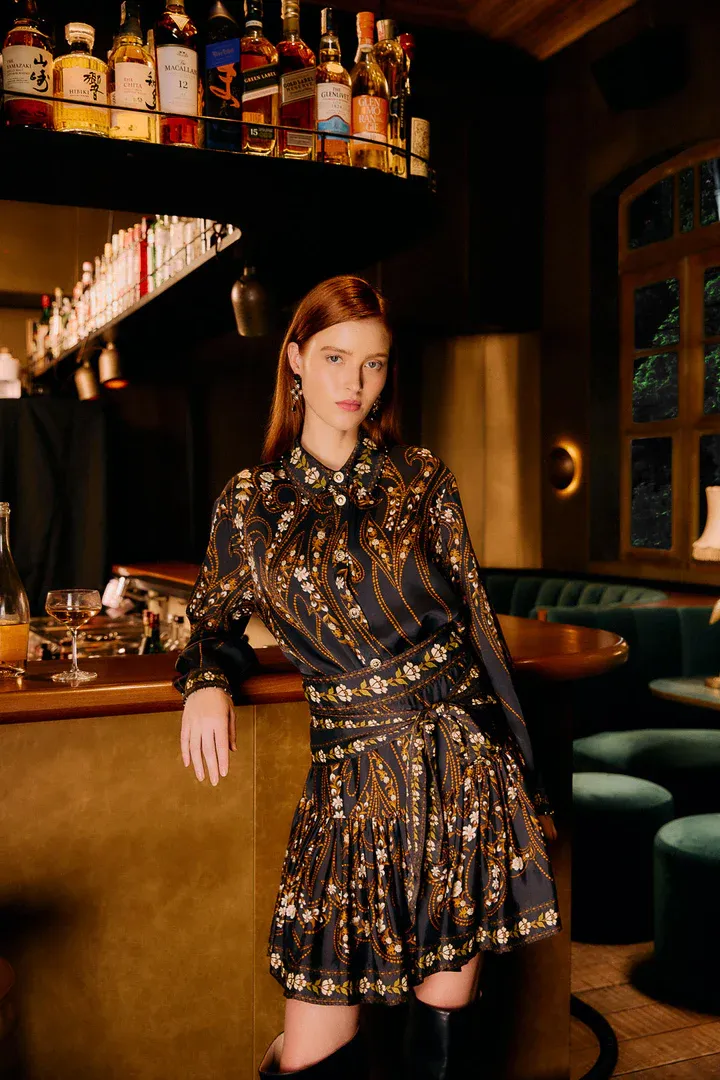 FARM RIO GARDEN SILHOUETTE BLACK MINI SKIRT