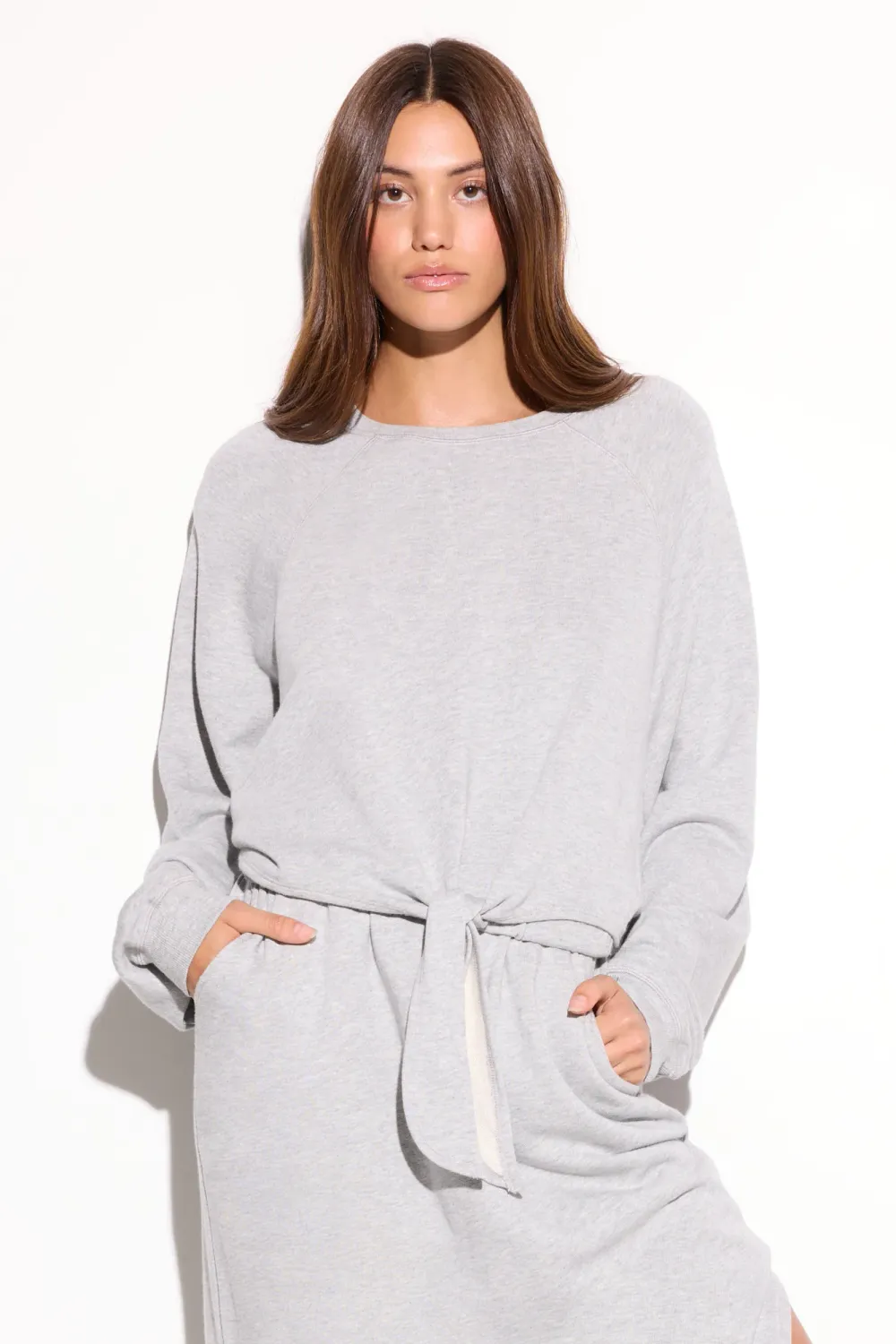 Spiritual Gangster layla ft raglan tie sweatshirt heather grey