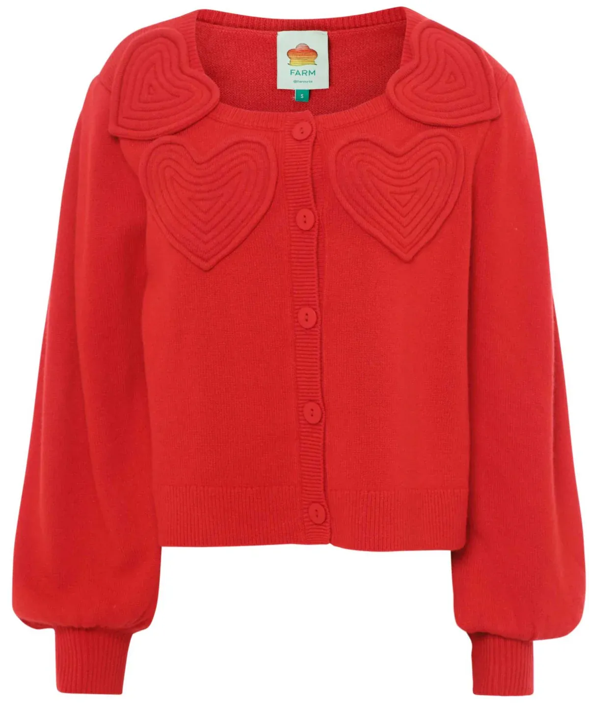 FARM RIO RED HEARTFUL KNIT CARDIGAN