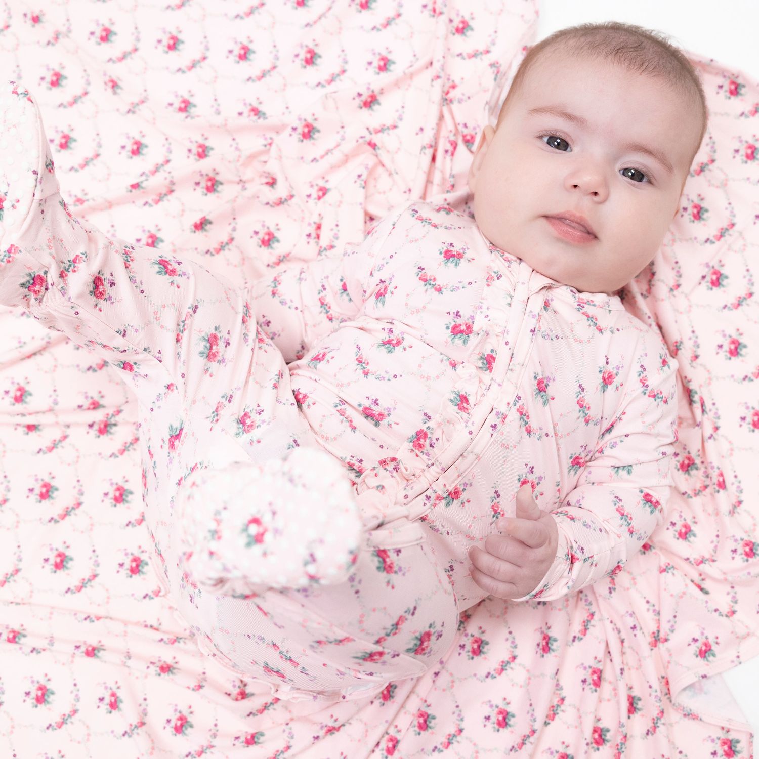 Angel Dear Rose Garden Trellis - 2 Way Ruffle Zipper Footie