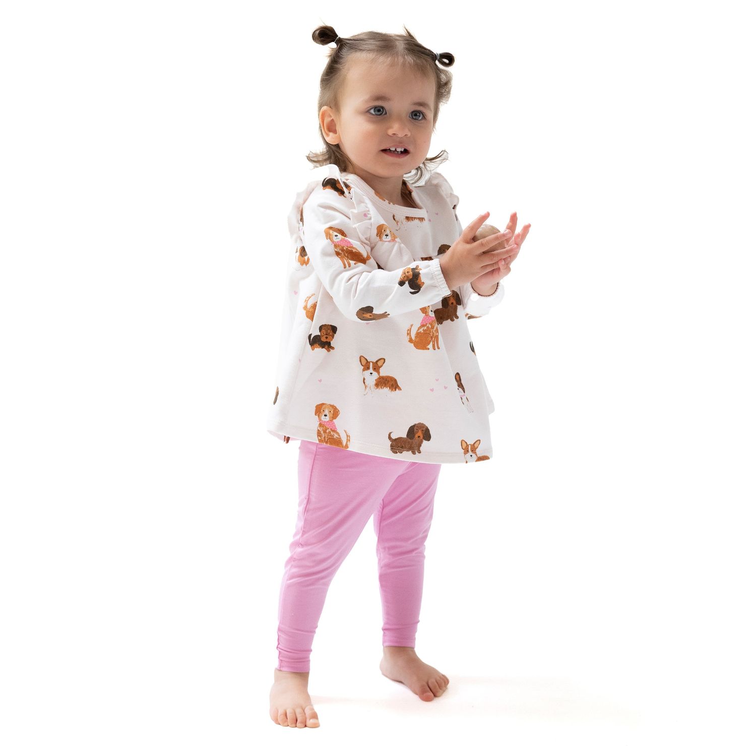 Angel Dear Best Friend Dogs - French Terry - Pink - Ruffle Sweatshirt + Bamboo Legging