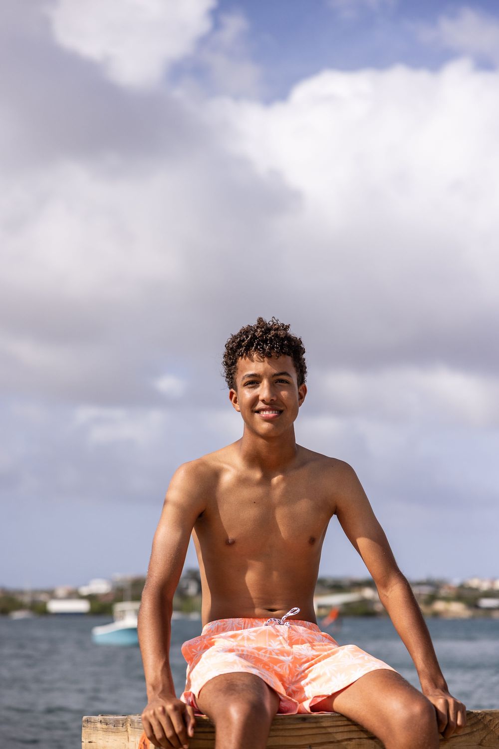 SNAPPER ROCK CALI PALMS RECYCLED SWIM SHORT ORANGE