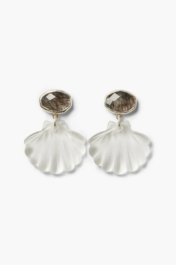 Chan Luu Shell Drop earring Clear Quartz