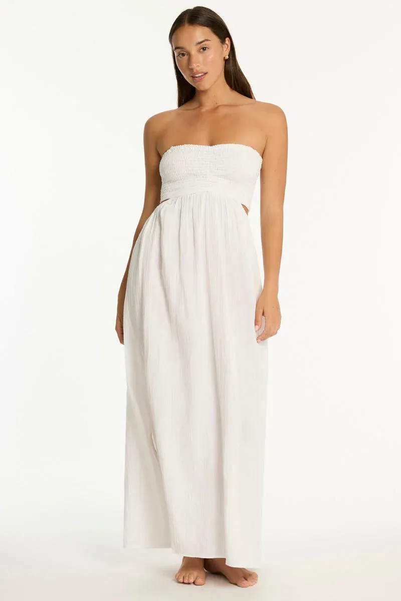 SEA LEVEL SUNSET BANDEAU DRESS WHITE