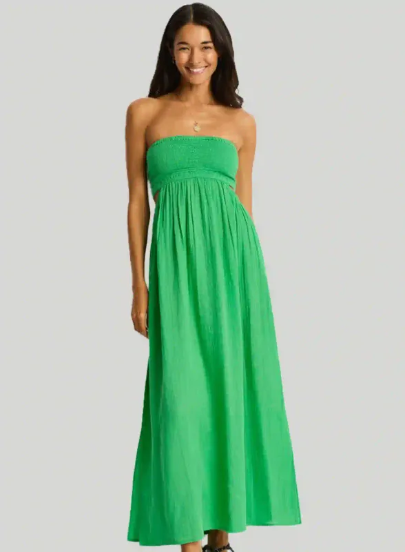 SEA LEVEL SUNSET BANDEAU DRESS KELLY GREEN