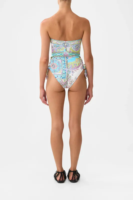 CAMILLA BANDEAU ONE PIECE WITH EYELET TIE SIDES - MAGIC CARPET RIDE