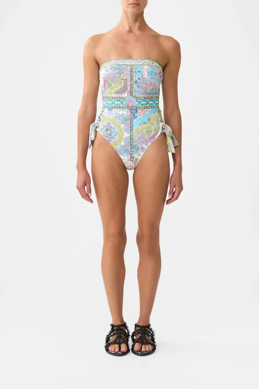 CAMILLA BANDEAU ONE PIECE WITH EYELET TIE SIDES - MAGIC CARPET RIDE