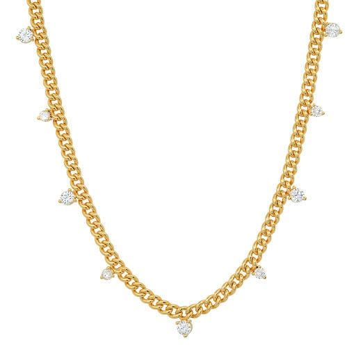 Tai Gold simple chain necklace with crystal diamonds