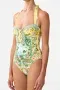 CAMILLA TIE FRONT HALTER ONE PIECE W GATHERED SIDES - TALES OF TOPKAPI PALACE