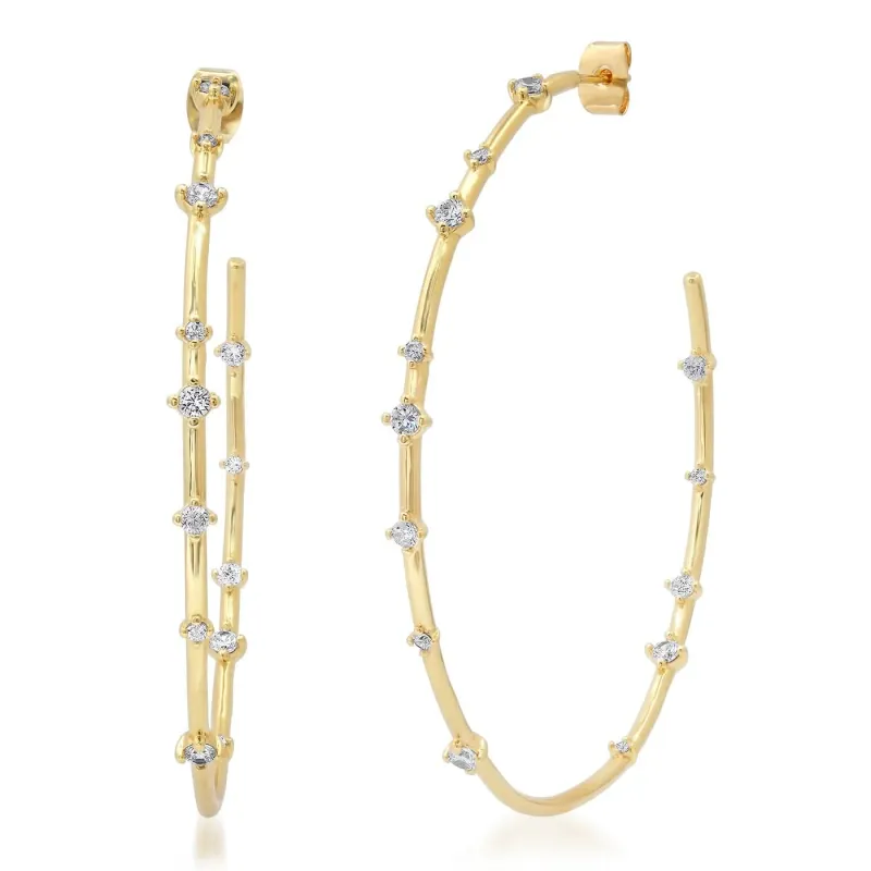 Tai Extra large gold hoops with CZ