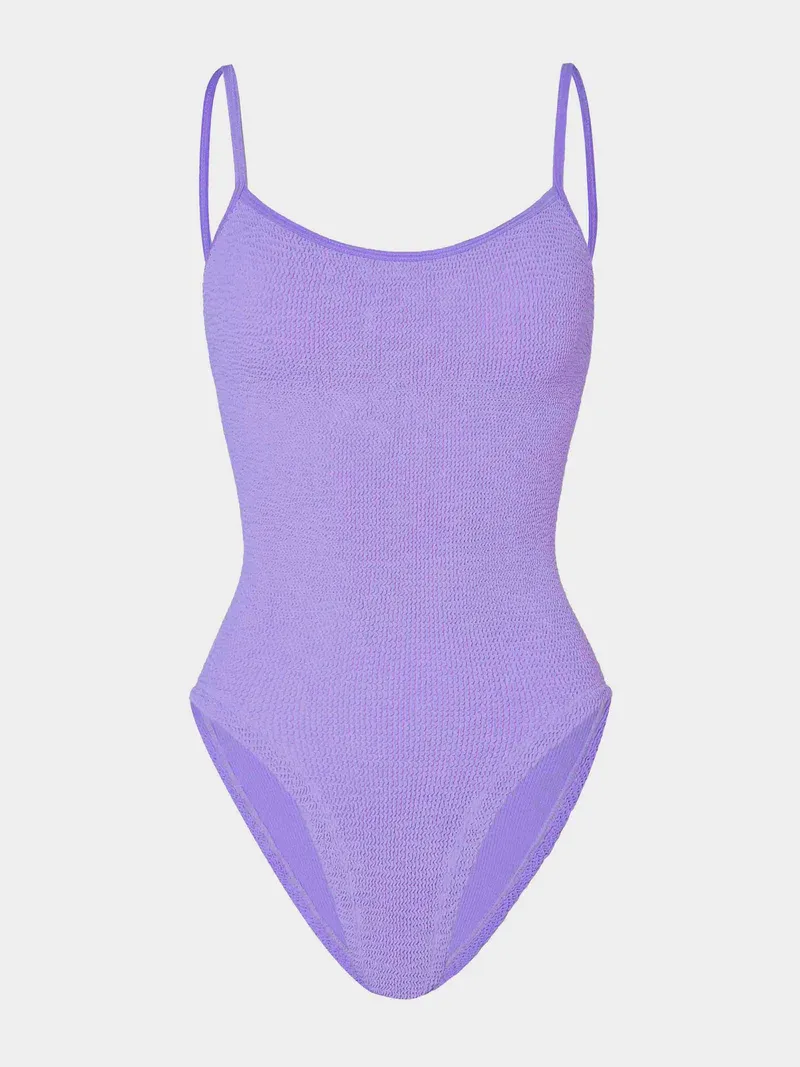 HUNZA G PAMELA ONE PIECE SWIM - CRINKLE LILAC