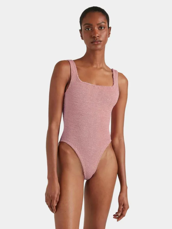 HUNZA G SQUARE NECK SWIM DUSTY PINK