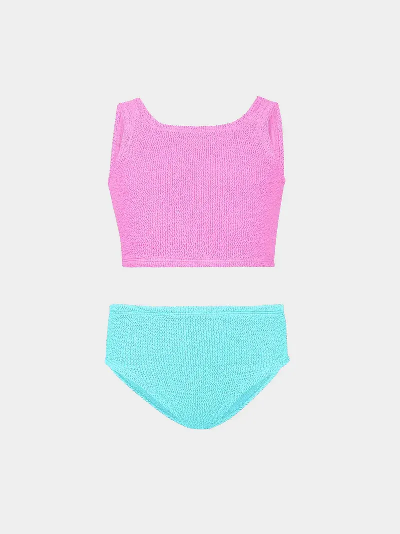 HUNZA G KIDS DUO LYRA BIKINI BUBBLEGUM/AQUA 7-12 YEARS