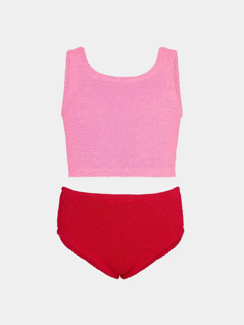 HUNZA G KIDS DUO LYRA BIKINI BUBBLEGUM/RED 7-12 YEARS