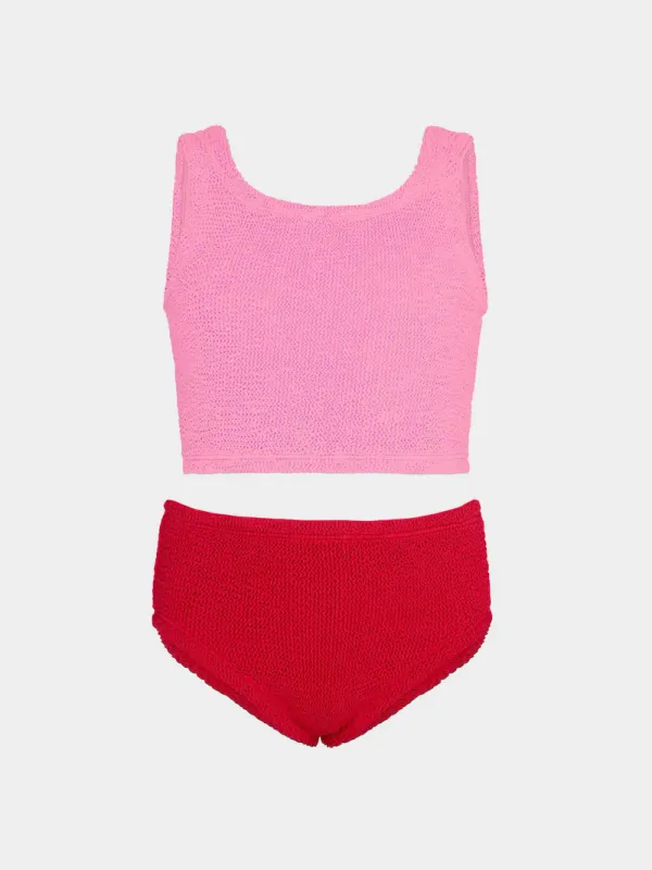 HUNZA G KIDS DUO LYRA BIKINI BUBBLEGUM/RED 7-12 YEARS