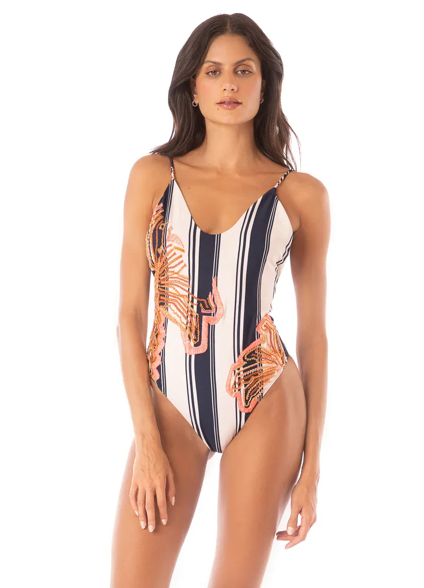 MAAJI BOHO STRIPES TYPICAL ONE PIECE DARK BLUE