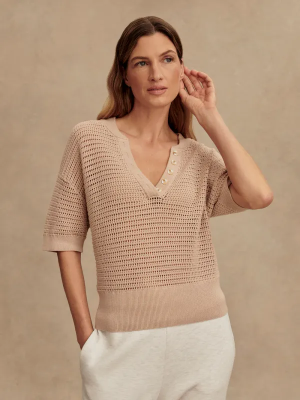 Varley callie knit top moonlight