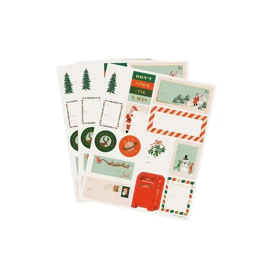 Riffle Paper Pack of 3 Santa&#39;s Workshop Stickers and Labels
