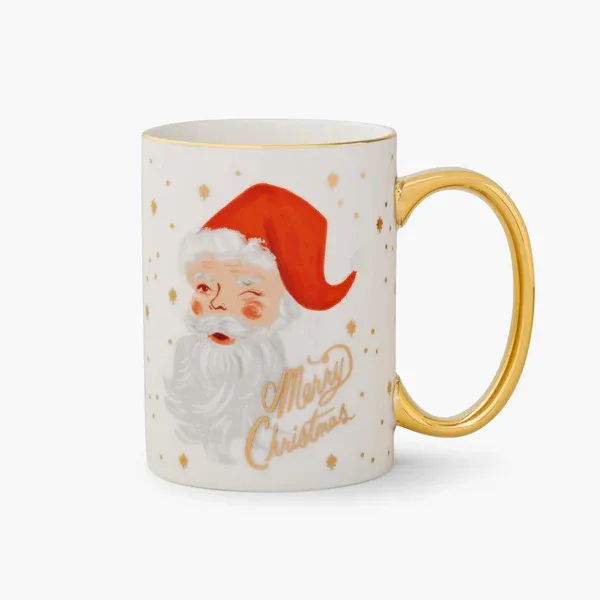 Riffle Paper Winking Santa Claus Porcelain Mug