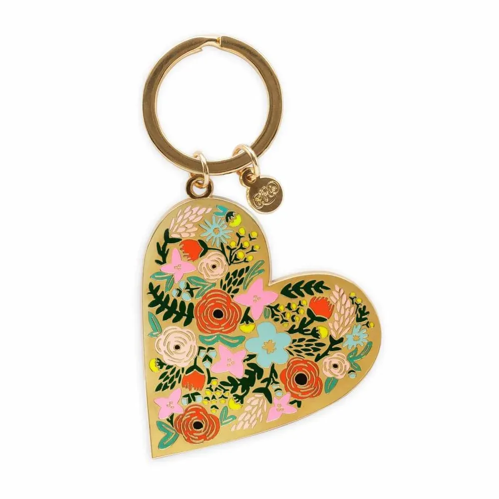 Riffle Paper Floral Heart Enamel Keychain