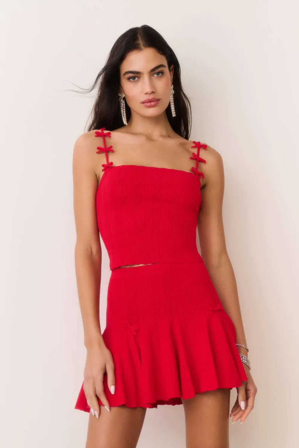 LOVE SHACK FANCY MERYL SKIRT CANDY APPLE