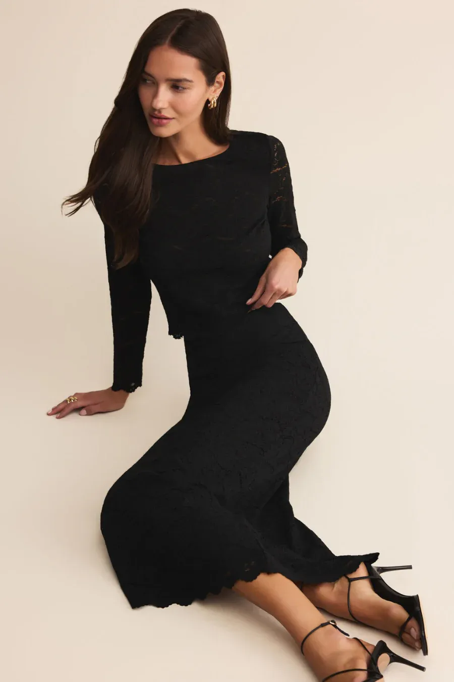 Z Supply Via Lace Midi Skirt Black