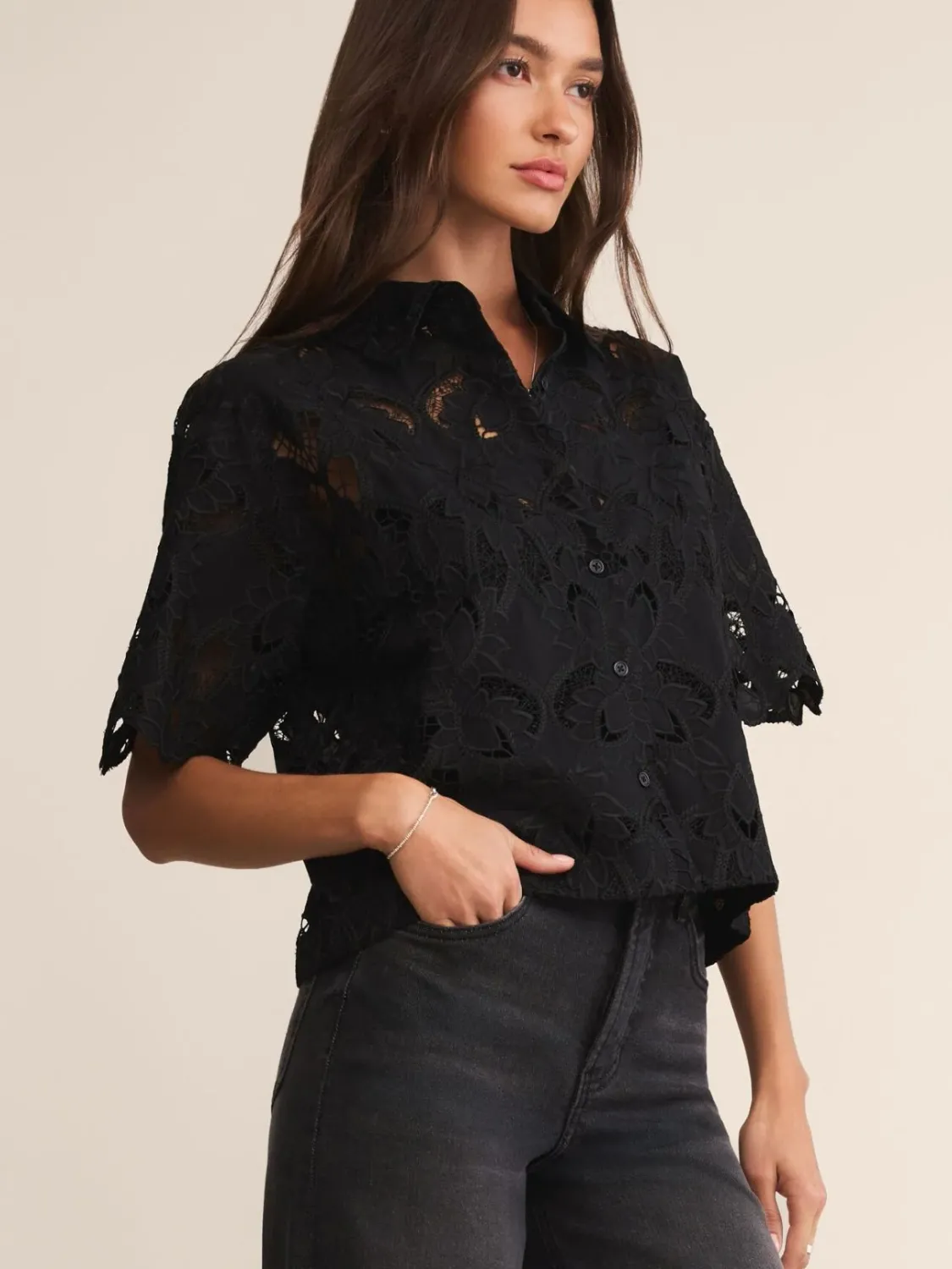 Z Supply Midnight Lace Top Black