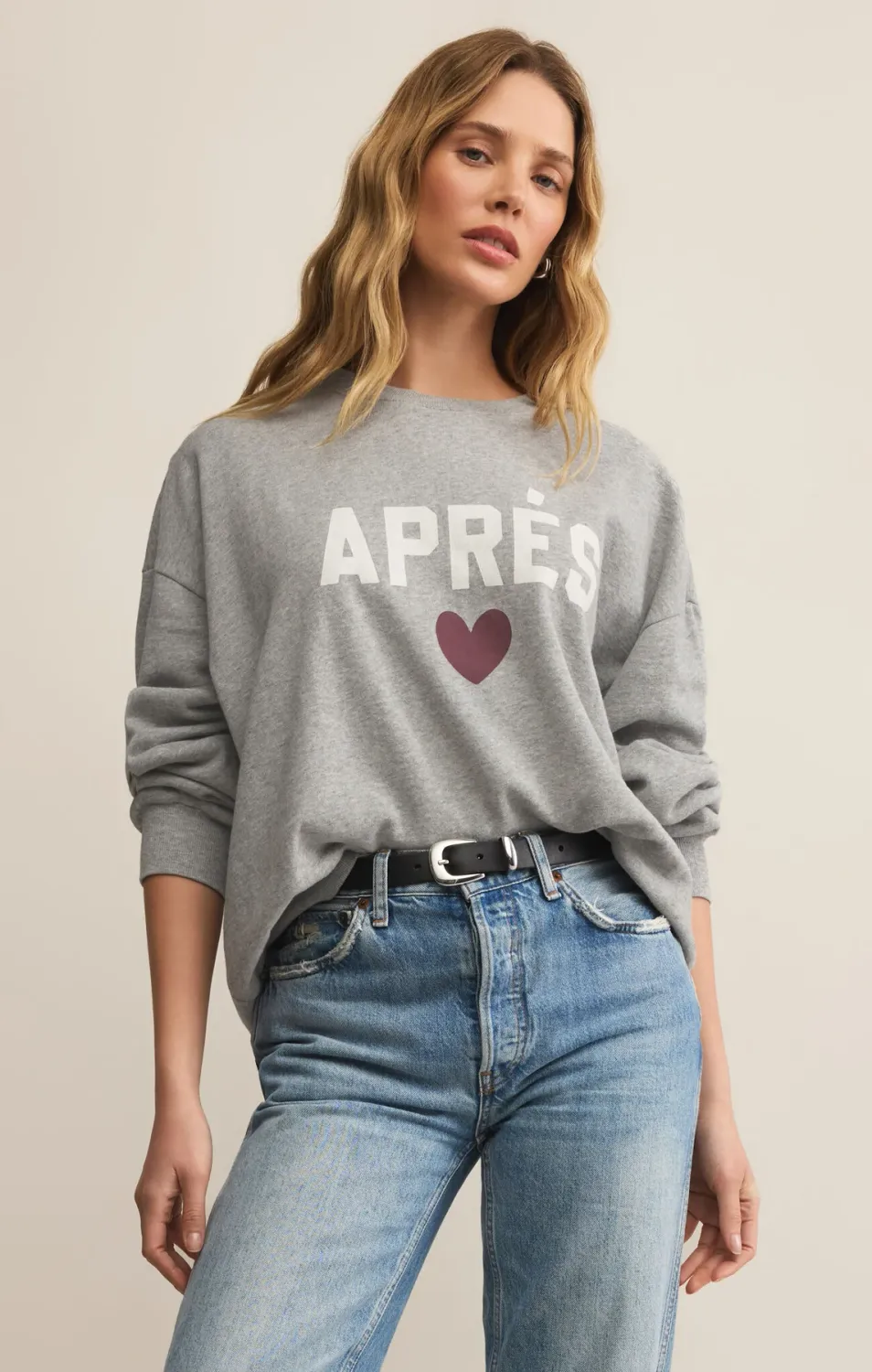 Z Supply Apres Sunday Sweatshirt Classic Heather Grey