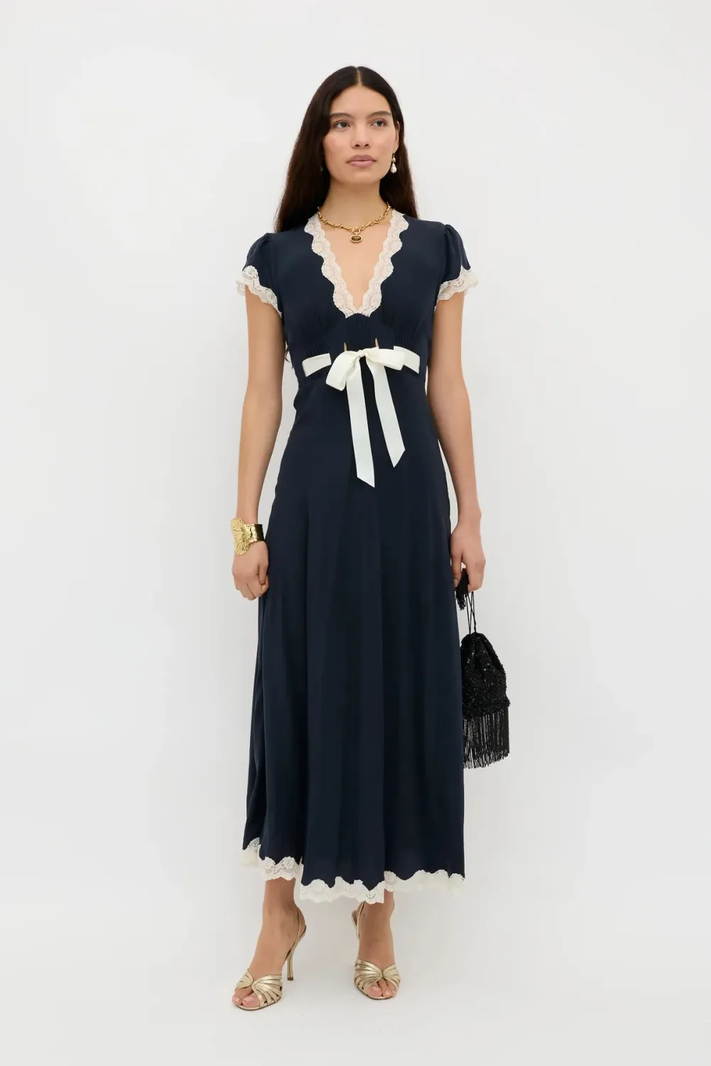 Rixo Marlice Dress Deep Navy