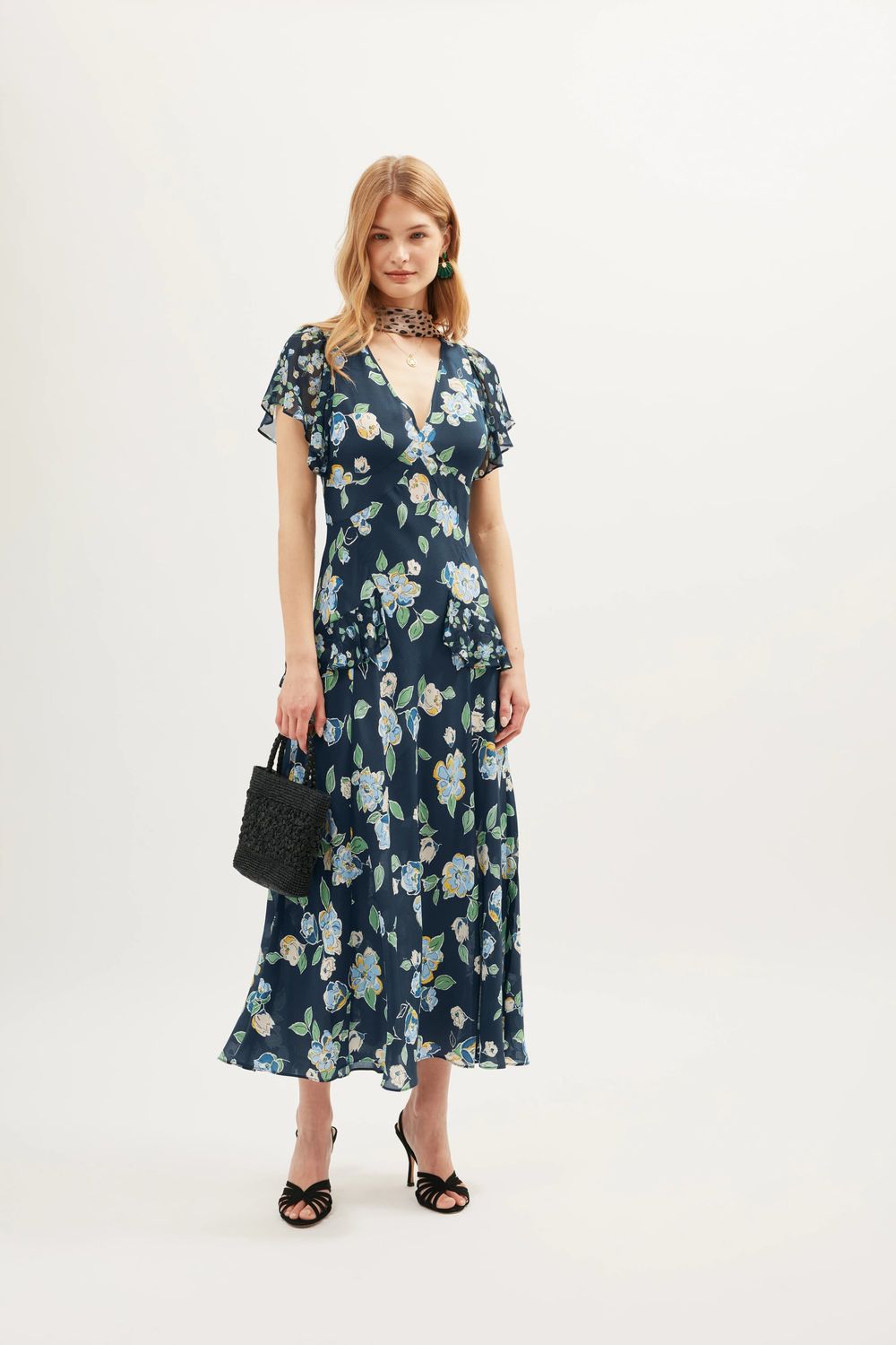 Rixo Evie Dress Kimmie Floral Navy
