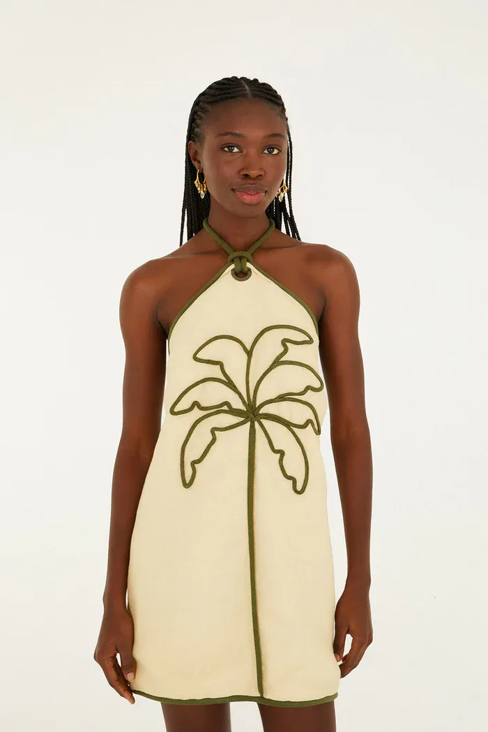 FARM RIO SAND COCONUT SLEEVELESS MINI DRESS