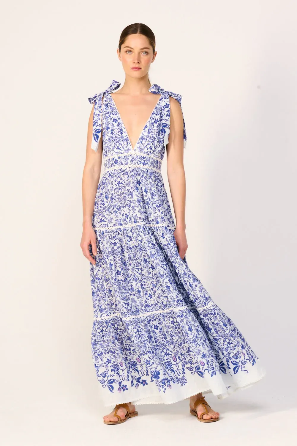 POUPETTE ST BARTH LONG DRESS PERLA CJ BLUE TIARE