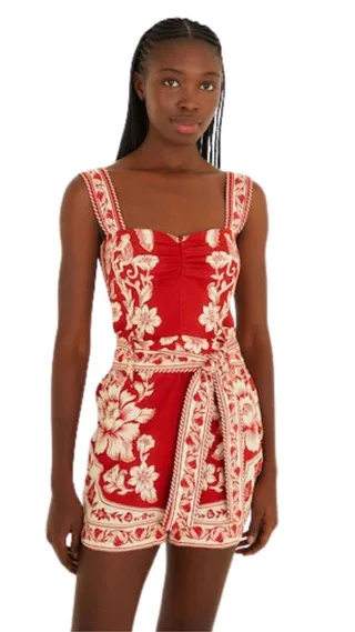 FARM RIO GUANACASTE RED GATHERING ROMPER
