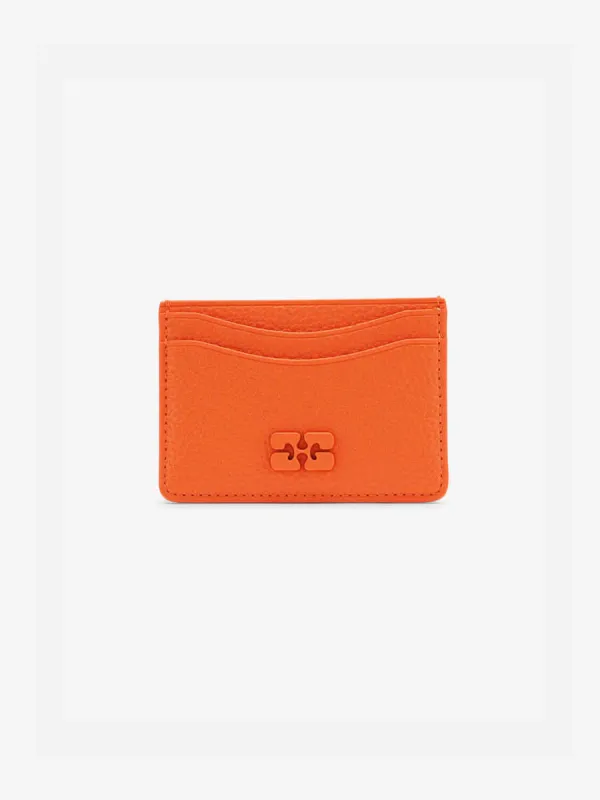 GANNI CARD HOLDER GRAINED RUSSET ORANGE