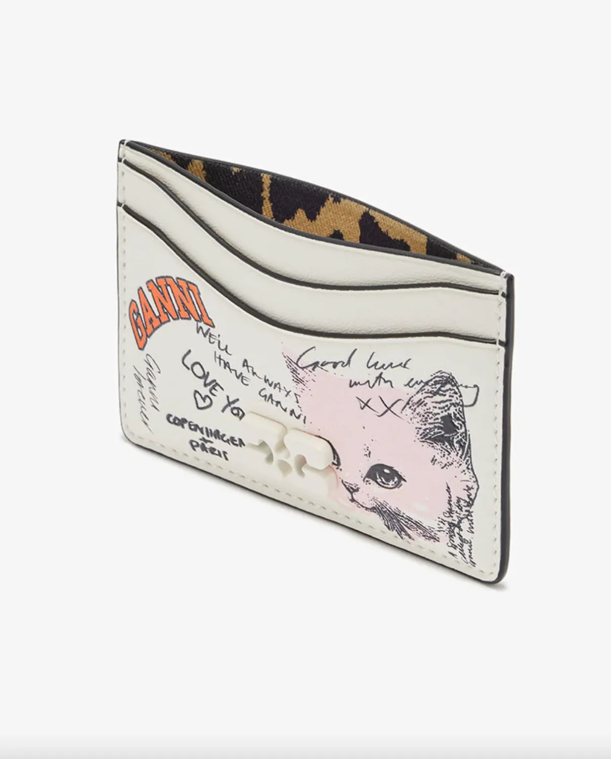 GANNI CARD HOLDER CAT SIGNATURE EGRET