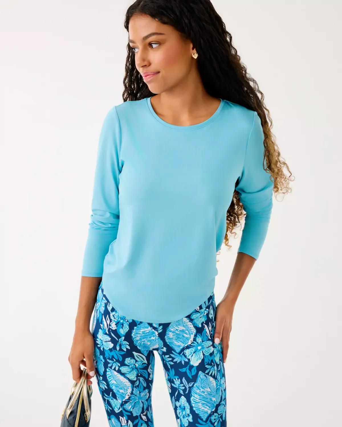 Lilly Pulitzer Westley Long Sleeve Tee UPF 50+ Bellevue Blue