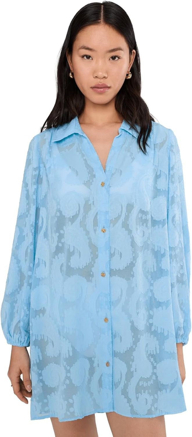 Lilly Pulitzer Sadira Clip Coverup Bellevue Blue Tangerine Dream Poly Clip