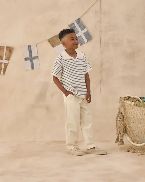 RYLEE &amp; CRU CHANDLER KNIT POLO MARINE STRIPE