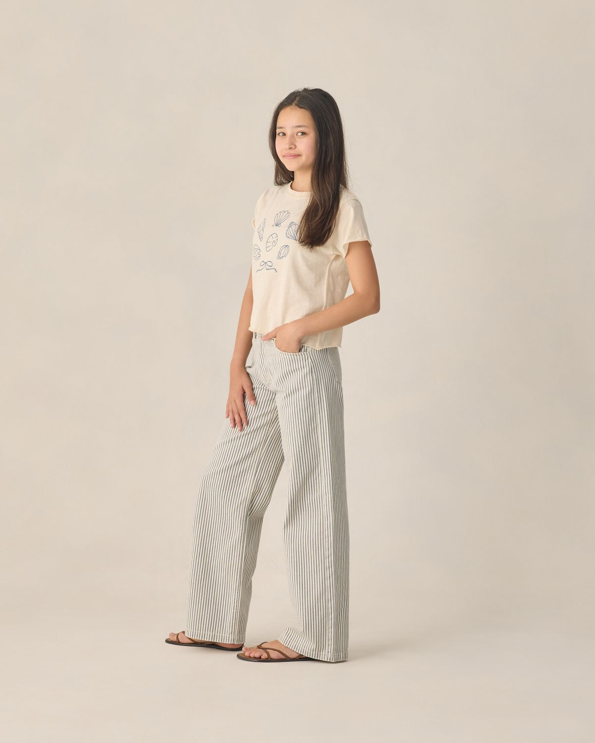 RYLEE &amp; CRU TEEN BAGGY WIDE LEG PANT RAILROAD STRIPE