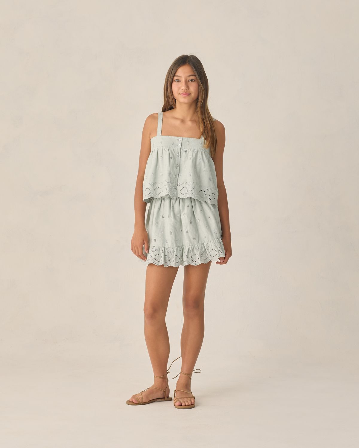 RYLEE &amp; CRU TEEN EYELET SWING TOP SEAFOAM