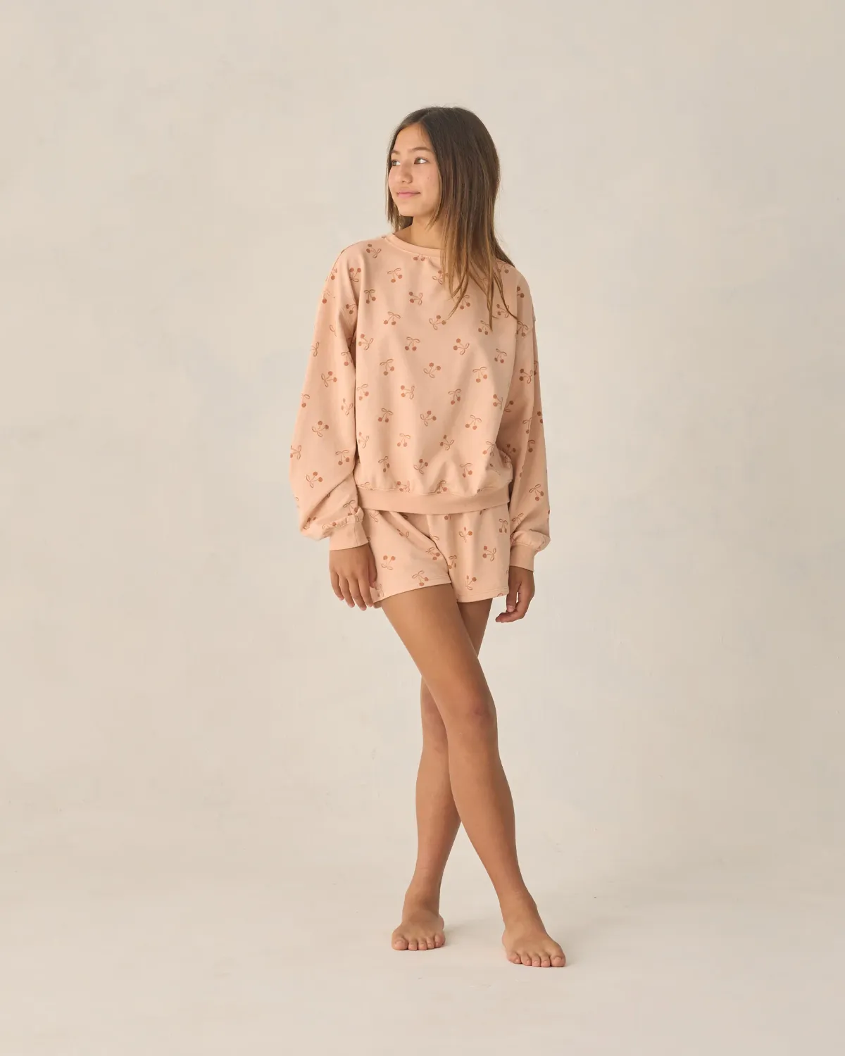 RYLEE &amp; CRU SUMMER TERRY SET CHERRY BOWS