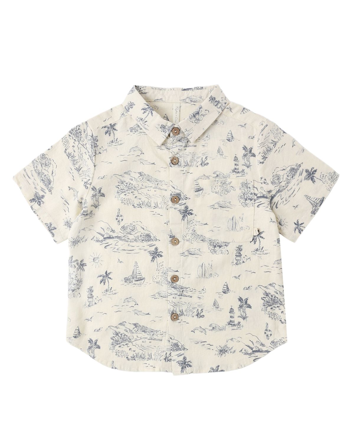 RYLEE &amp; CRU COLLARED SHORT SLEEVE SHIRT OCEAN TOILE