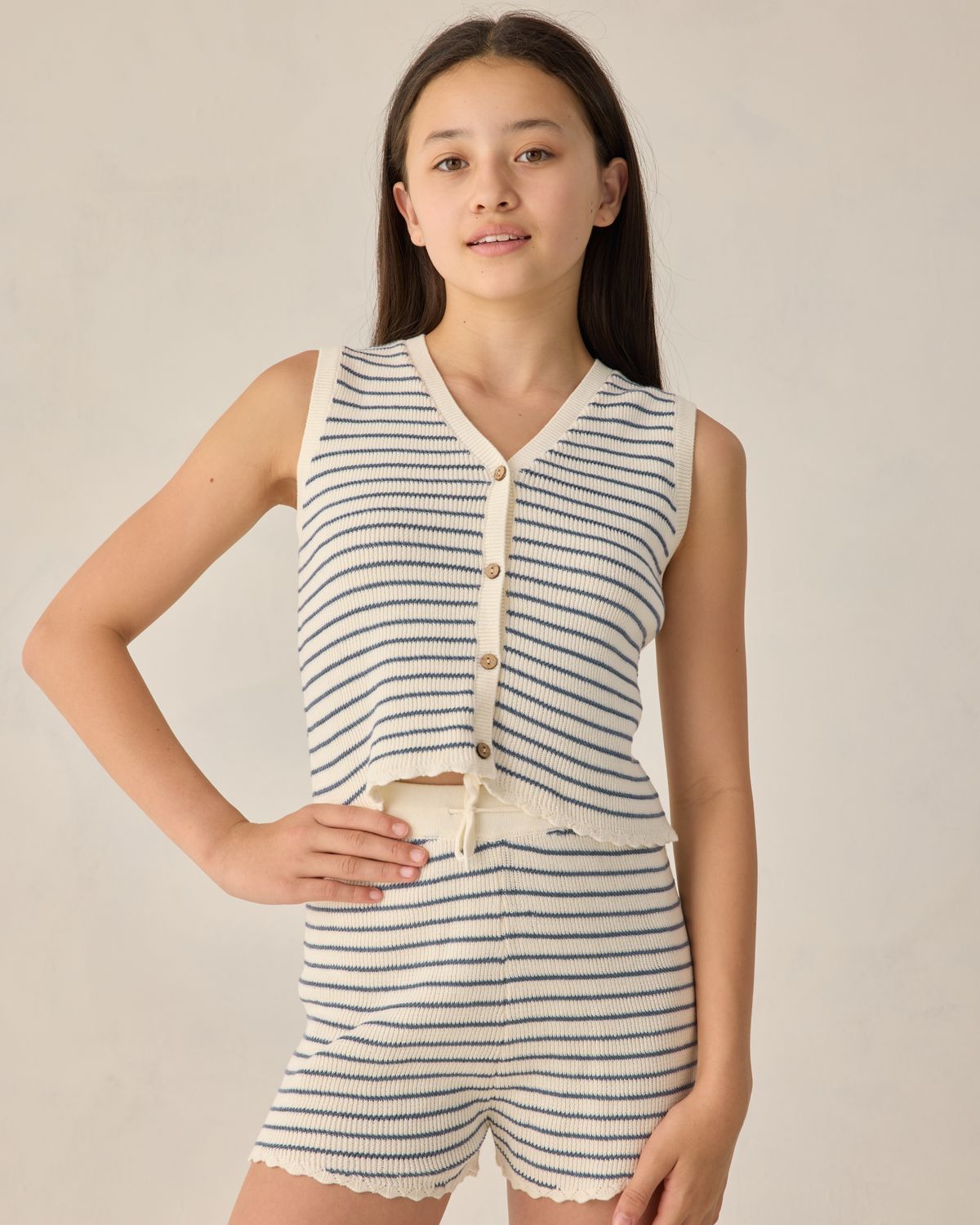 RYLEE &amp; CRU TEEN KNIT VEST SET MARINE STRIPE
