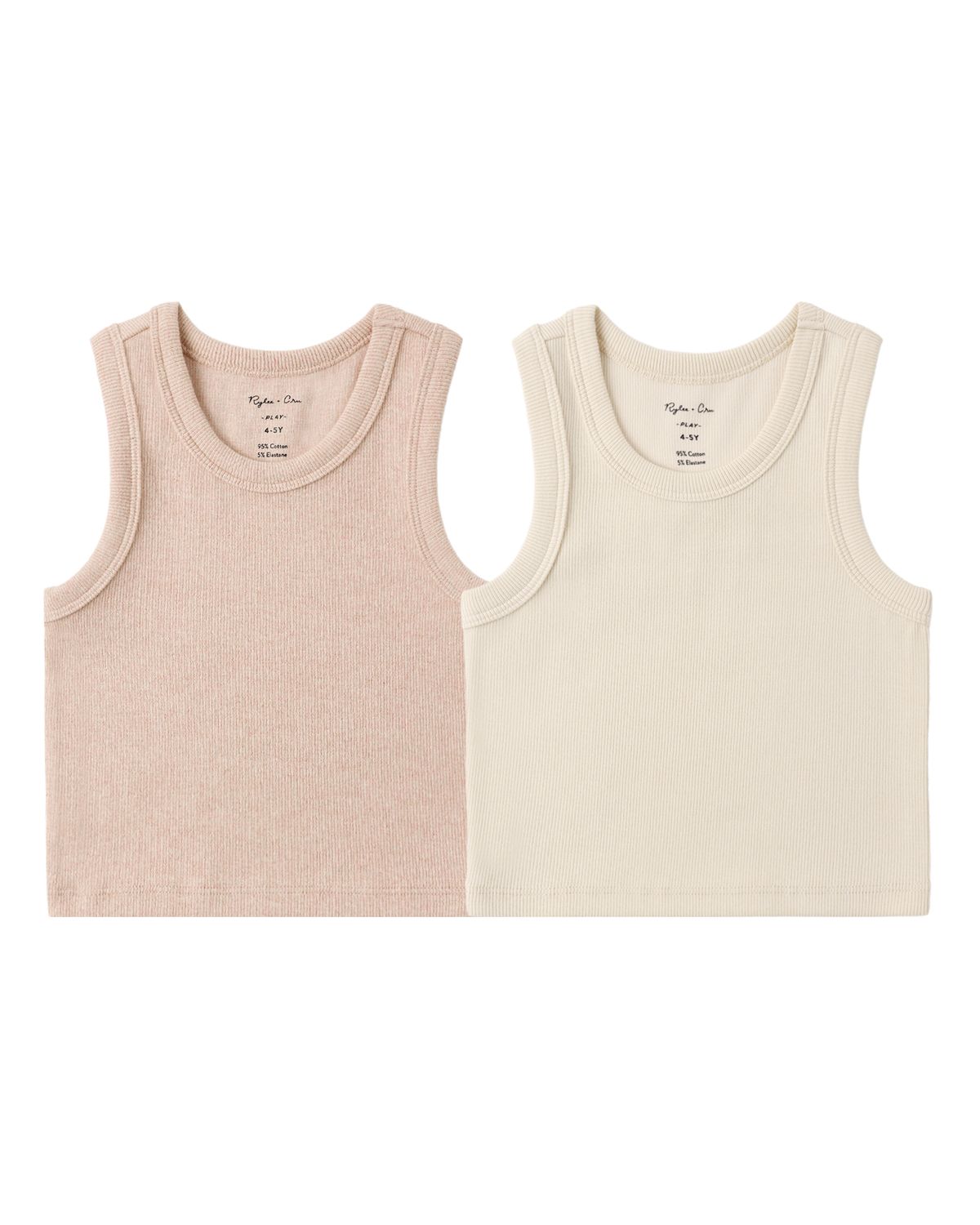 RYLEE &amp; CRU RIBBED TANK SET SHELL, HEATHERED BLUSH
