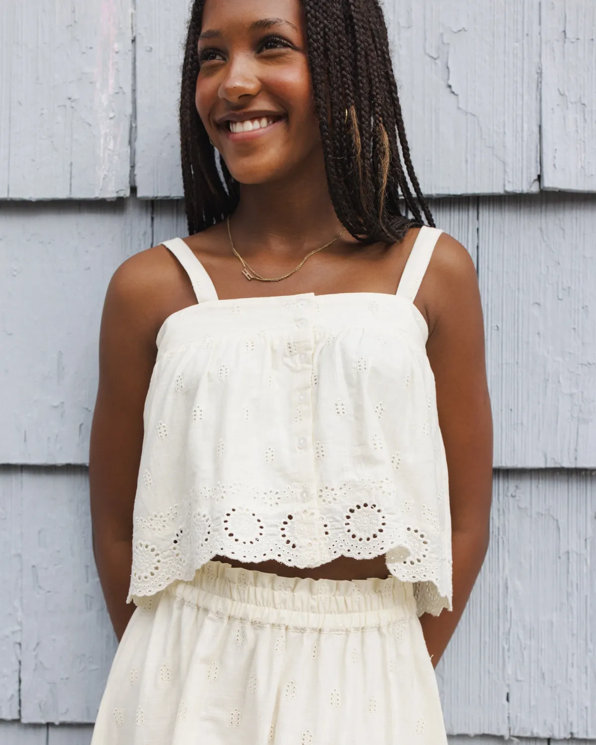 RYLEE &amp; CRU EYELET SWING TOP IVORY