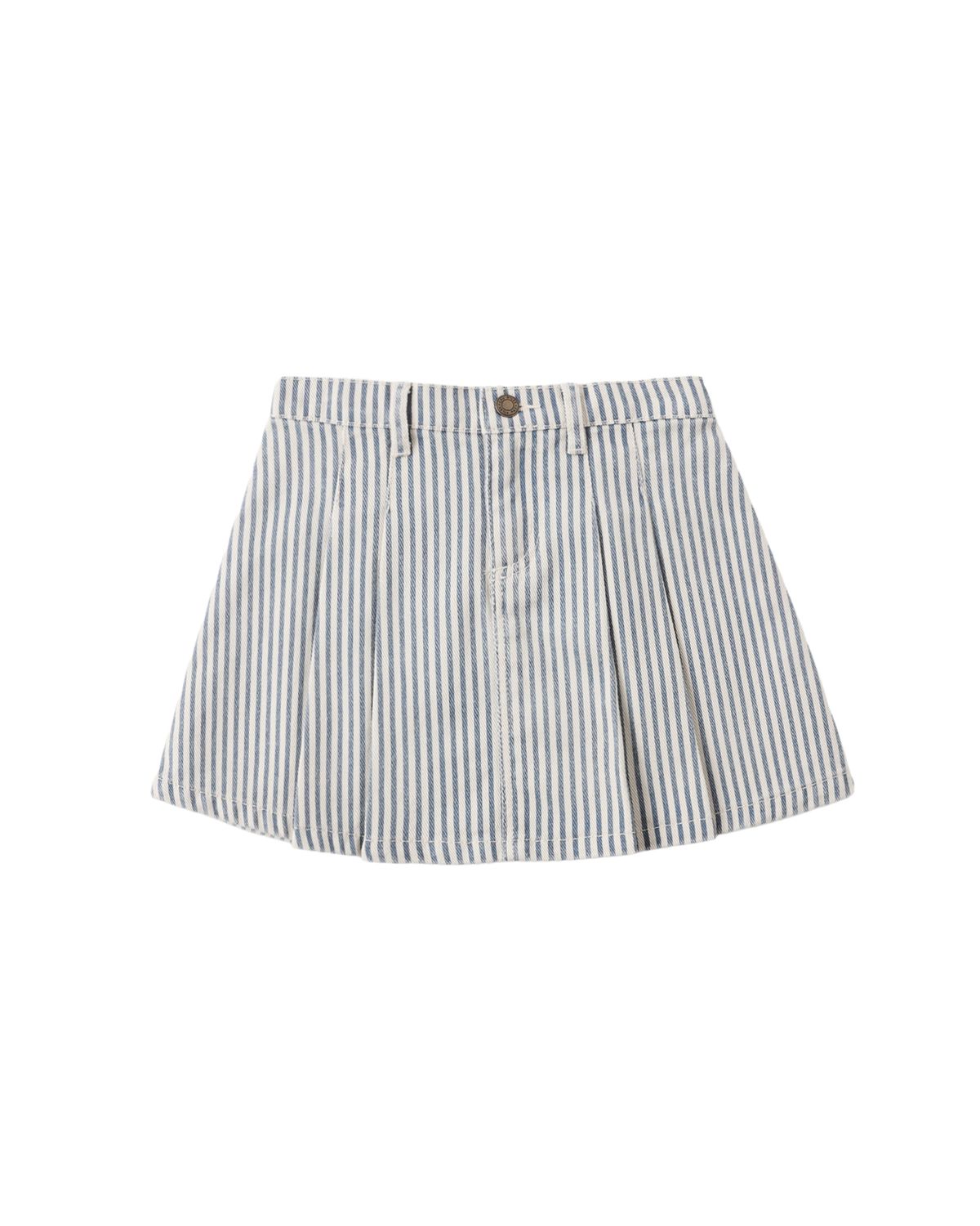 RYLEE &amp; CRU PLEATED DENIM SKIRT RAILROAD STRIPE