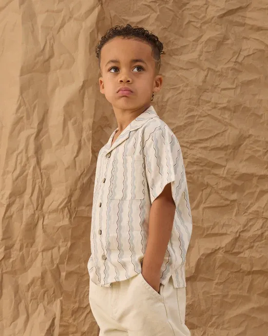 RYLEE &amp; CRU LAPEL COLLAR SHIRT WAVE STRIPE
